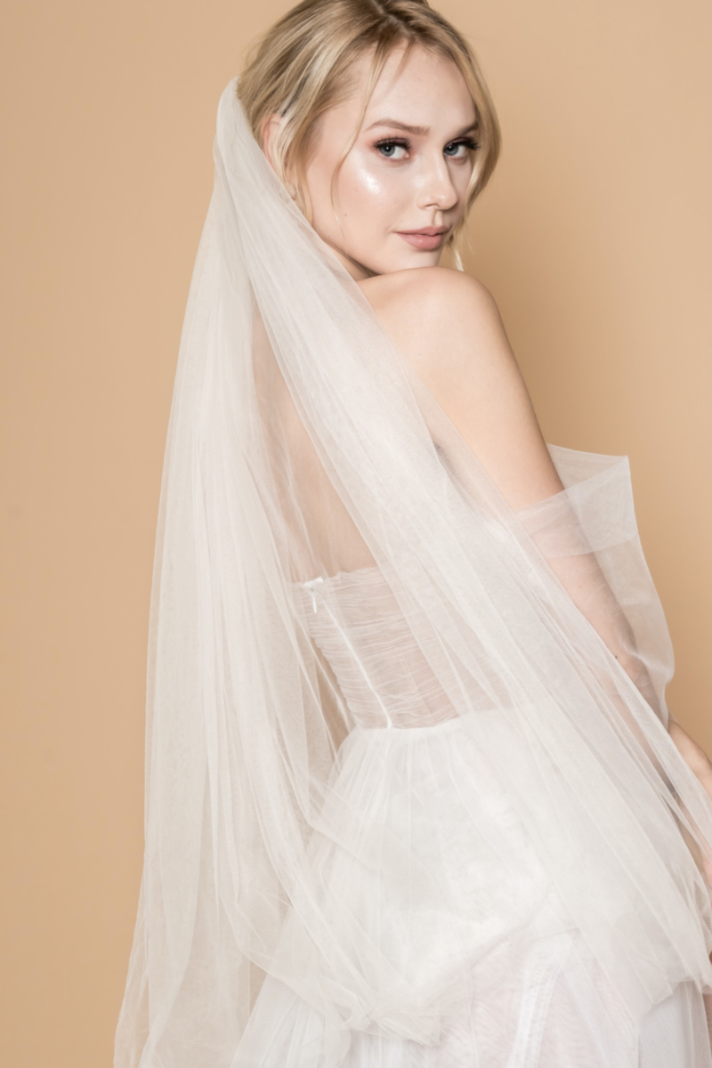 DCEY BRIDAL Tek Kat Tül Uzun Duvak DC115759 DavetcokElbisemYok